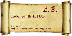 Lóderer Brigitta névjegykártya