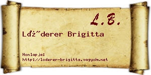 Lóderer Brigitta névjegykártya